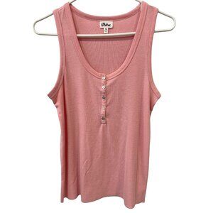 Pulse Henley Tank Top Size Medium Ribbed Sleeveless Scoop Neck Pink Everydaywear